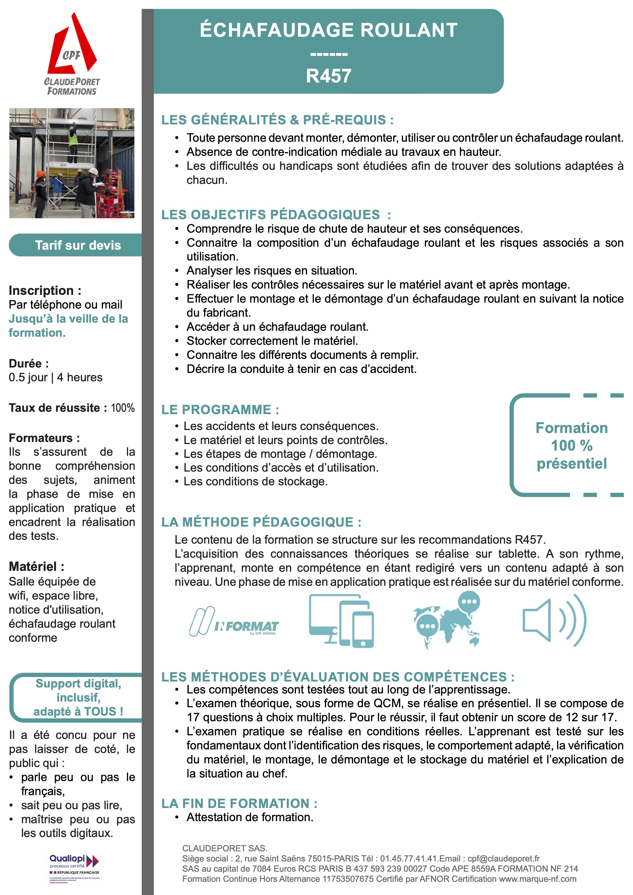 ÉCHAFAUDAGE ROULANT